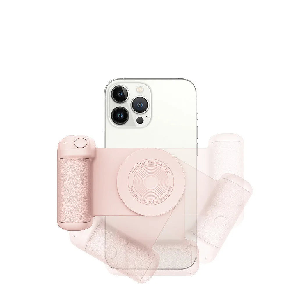 3-in-1 magnetic anti-shake phone holder camera bracket with ergonomic handle, rotatable axis, and compact 11.2cm size