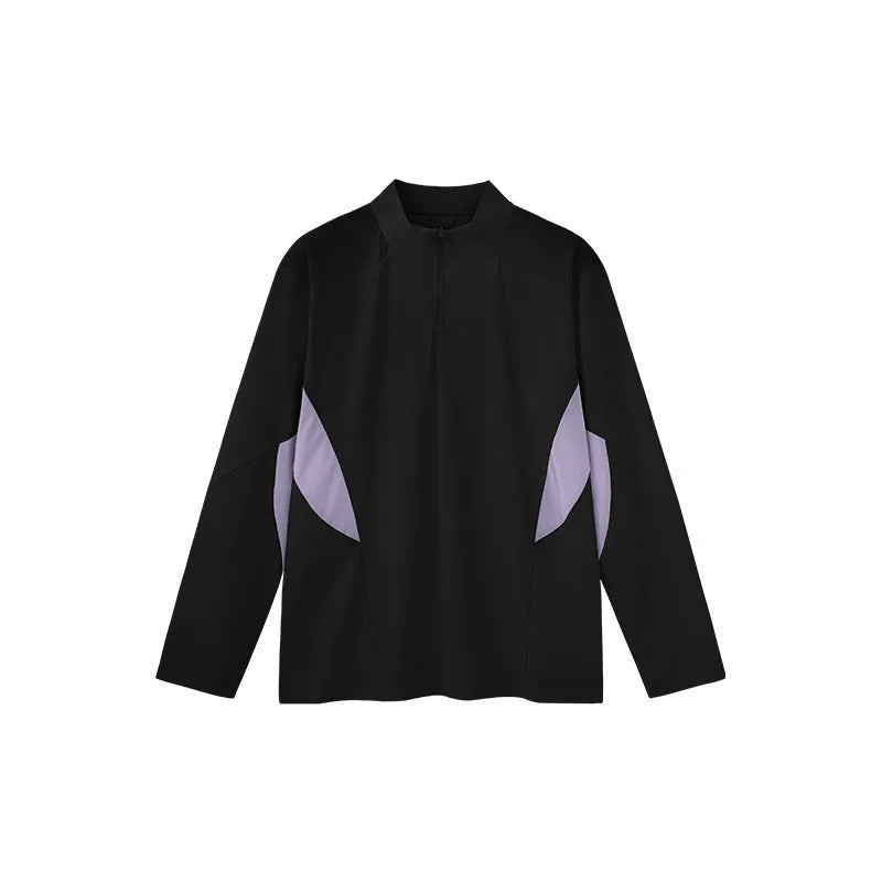 Men's lightweight polyester shirt with stitching detail in black or beige, available in long sleeve and short sleeve versions