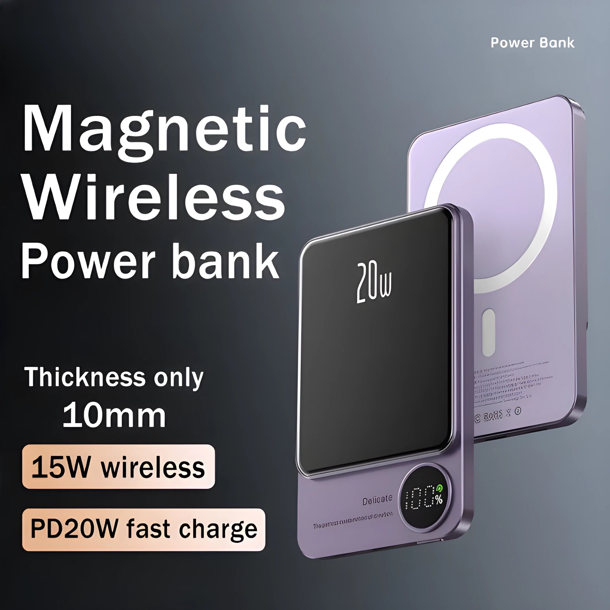 Magnetic wireless power bank with aluminium alloy housing in four colours for iPhone 14 series charging