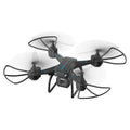 Blue third-order remote control drone with 4K dual camera, protective frame, and spare blades on grass