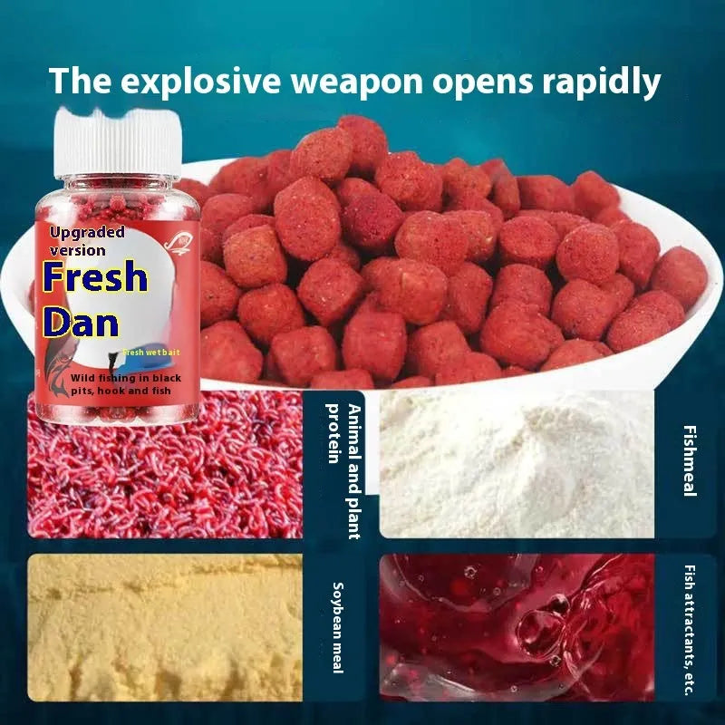 Fishing bait bottle for crucian carp and grass green fish in fresh red colour for wild freshwater fishing
