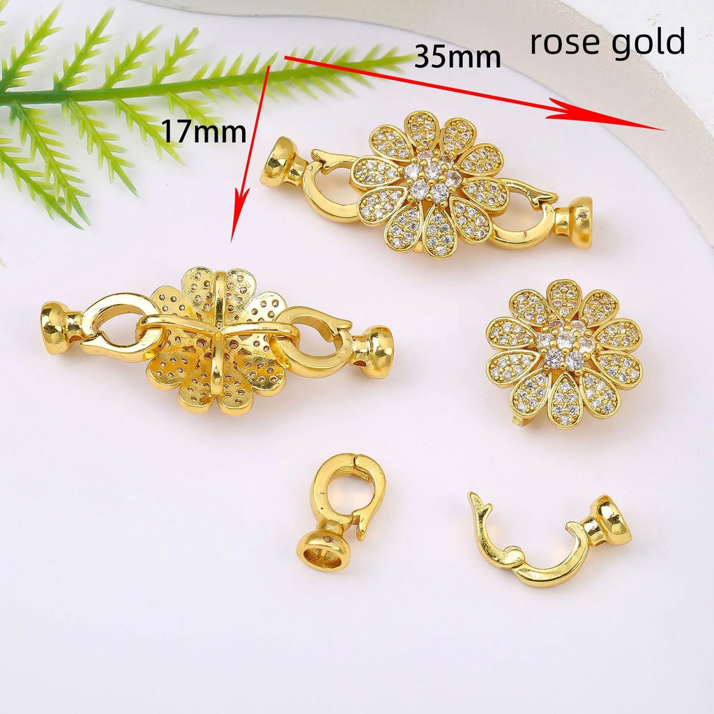 Small 18K gold colour pearl necklace buckle for DIY jewellery making
