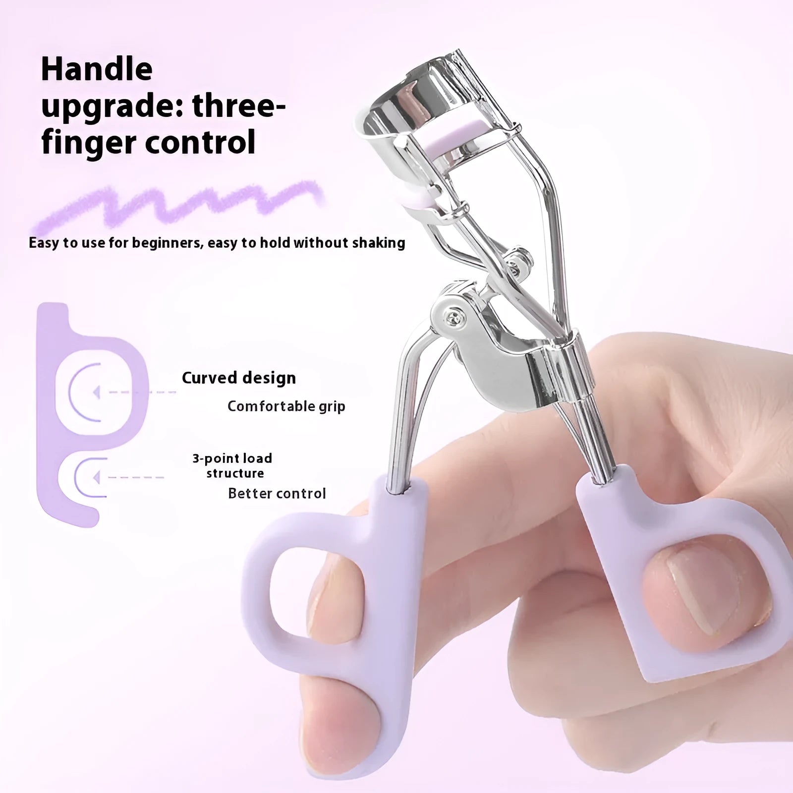 SUNFLOWER lightweight carbon steel scissor handle eyelash curler in original pink finish