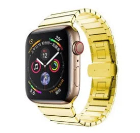 Stainless steel metal chain strap for Apple Watch with butterfly buckle clasp