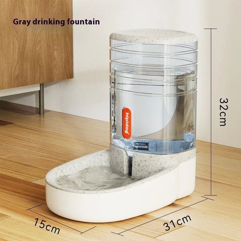 Blue automatic pet water fountain with 3.8-litre capacity for dogs and cats on a kitchen floor.