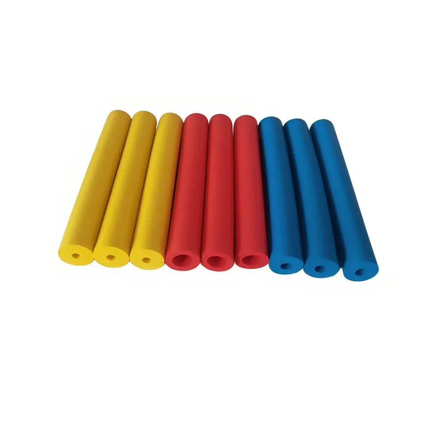 Pack of black rubber grip hose sleeves for pen and cutlery handles.