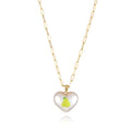 Heart-shaped fruit pendant necklace with strawberry design on adjustable metal chain