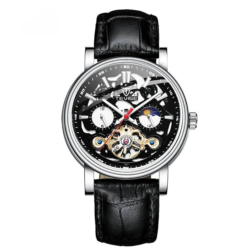 Men's tourbillon mechanical watch with luminous hands and waterproof case