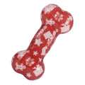 Printed bone TPR material dog chew toy with nibbling sound, in Christmas red colour, weight 110g