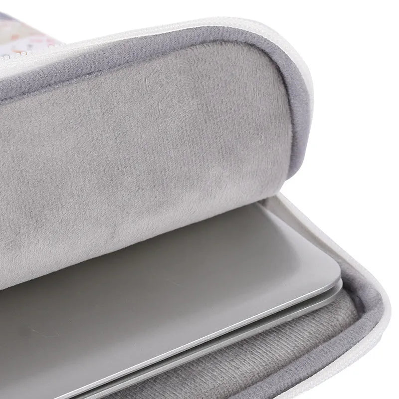 White waterproof PU leather laptop inner bag for 14-inch devices on a plain background.