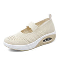 Women's slip-on mesh round toe casual shoes in black, side view