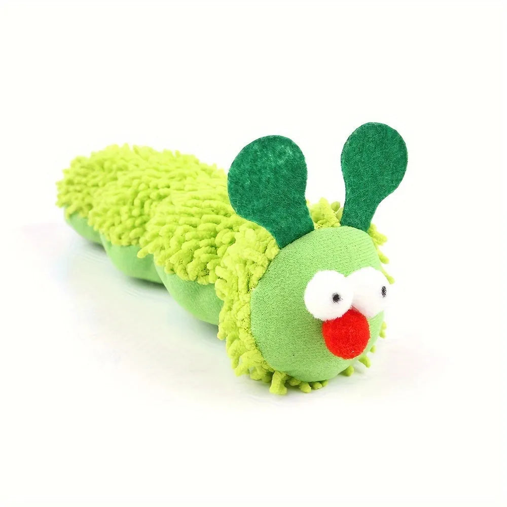 Green interactive plush cat toy pillow with sports design measuring 24cm long