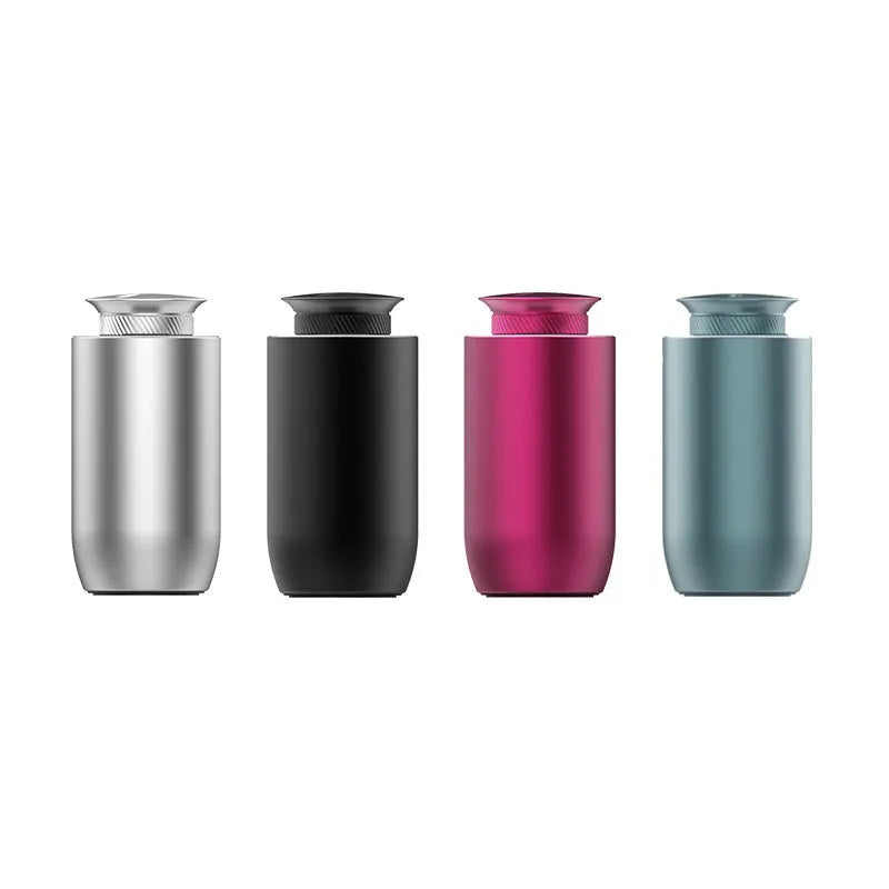 Small rechargeable metal aroma diffuser in column shape with touch button, black colour