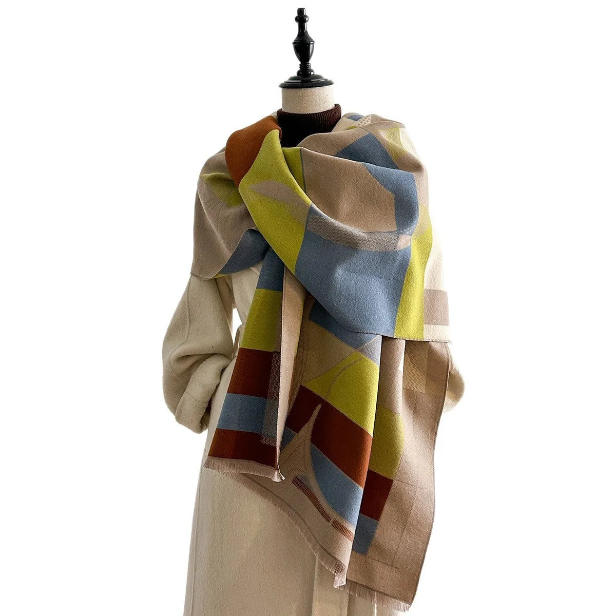 Mid-length imitation cashmere scarf 185x65cm in eight colours for autumn