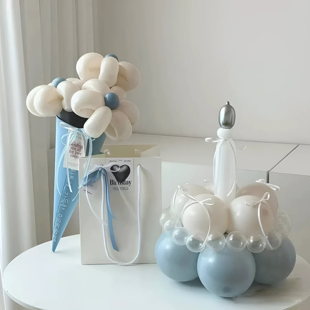 DIY balloon bouquet cake decoration set with round balloons for party decoration