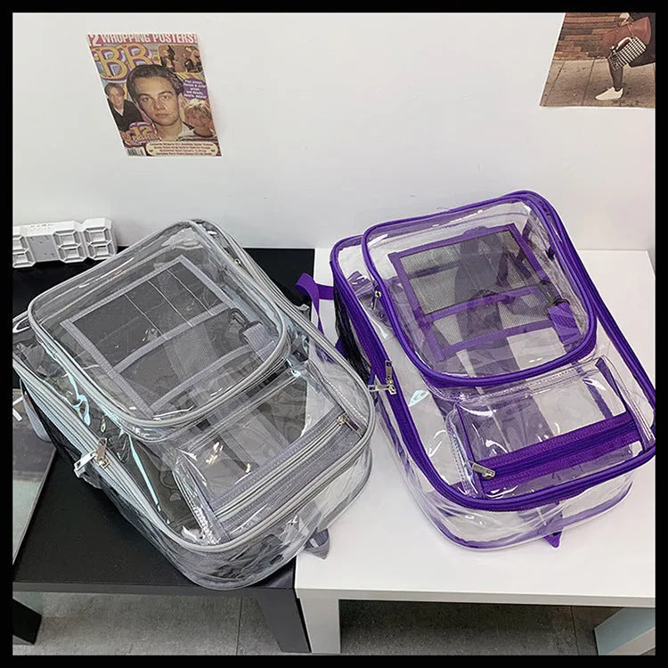 PVC transparent waterproof backpack in unisex size 30x16x44cm with thin inner bag