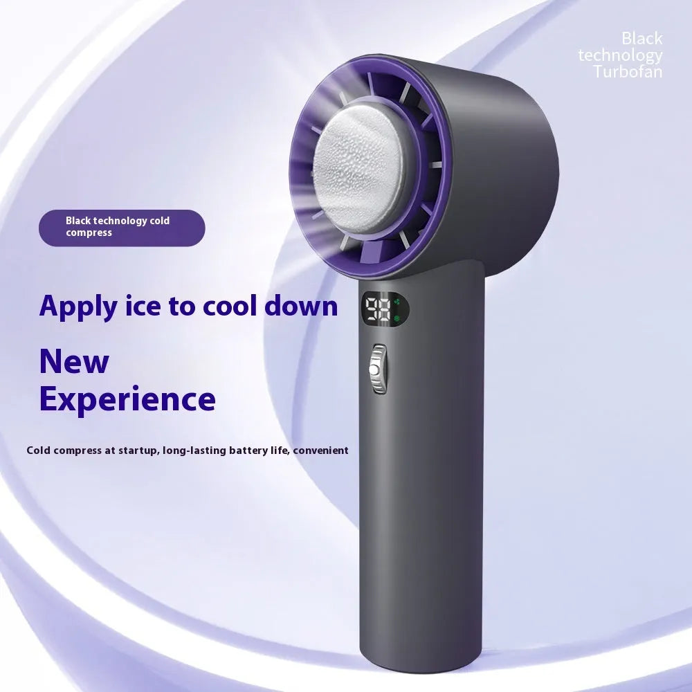 Portable handheld turbo fan with semiconductor refrigeration 3000mAh battery white cold compress