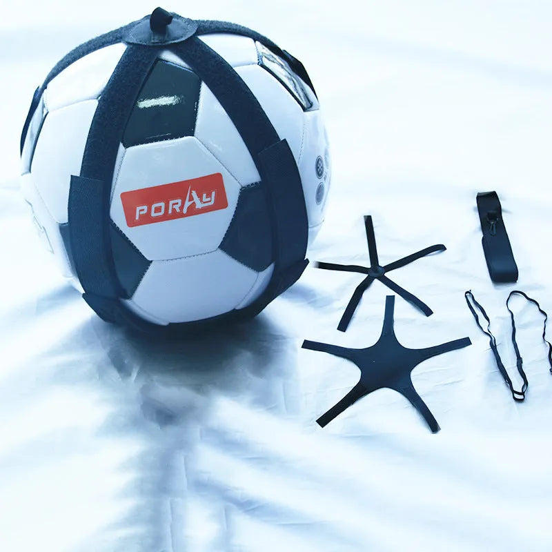 Black football juggling belt with 2 metre static length for rotating solo practice