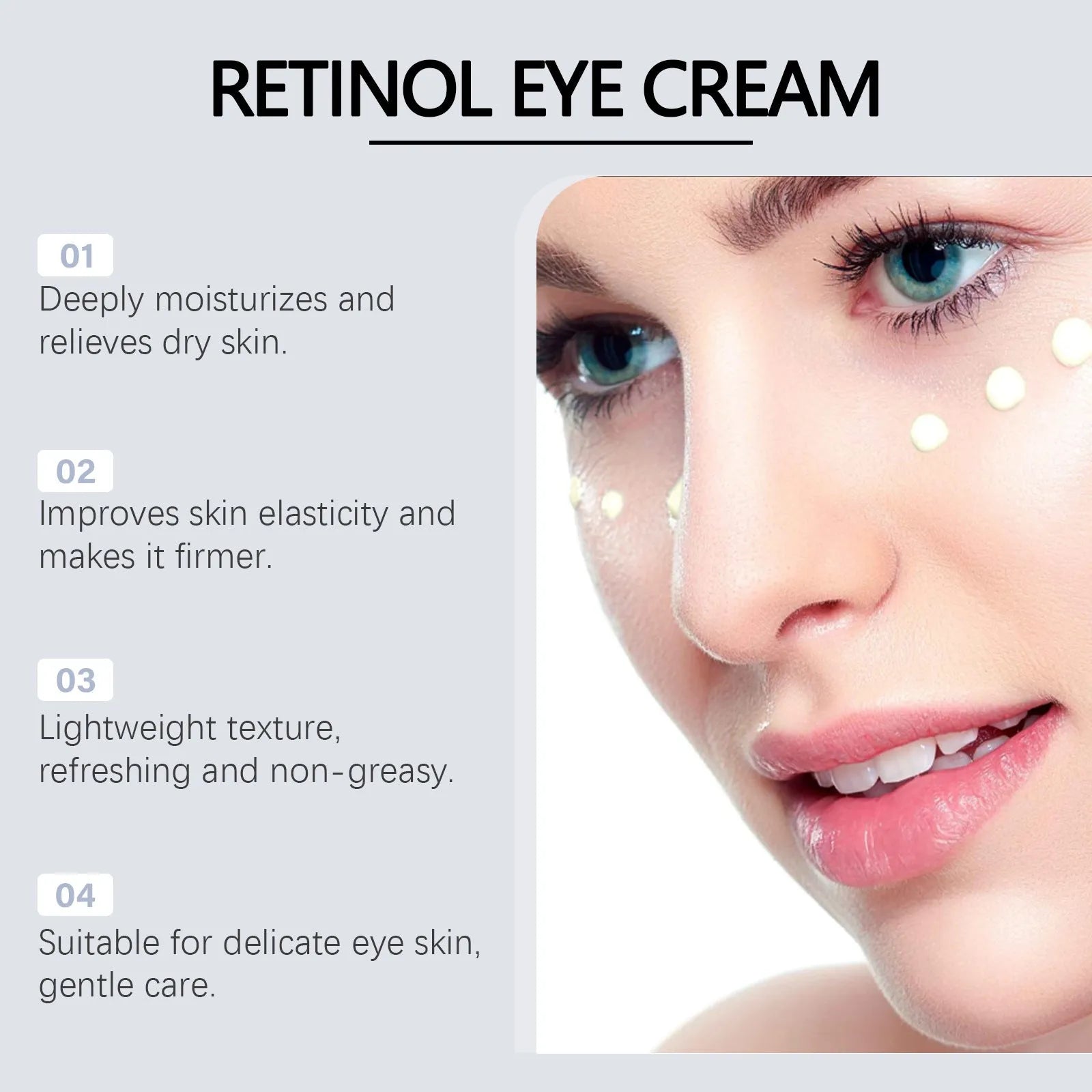 Retinol eye cream 20g tube with moisturising softening formula for dark circles and fine lines