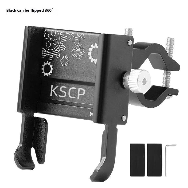 Bicycle aluminium alloy mobile phone holder for motorcycle navigation, black colour, mounted on handlebars