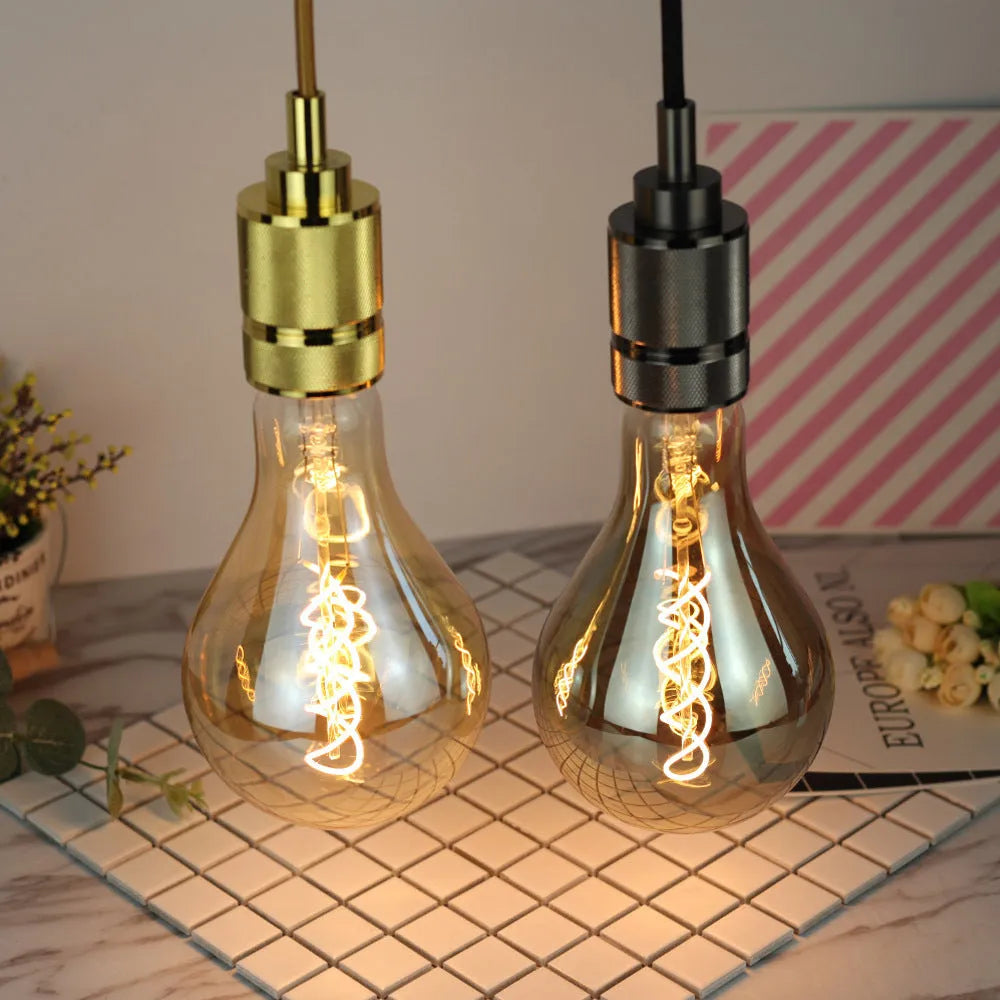 Double helix LED soft light strip with A110 spiral finish in gold or grey, dimensions 110mm by 200mm.