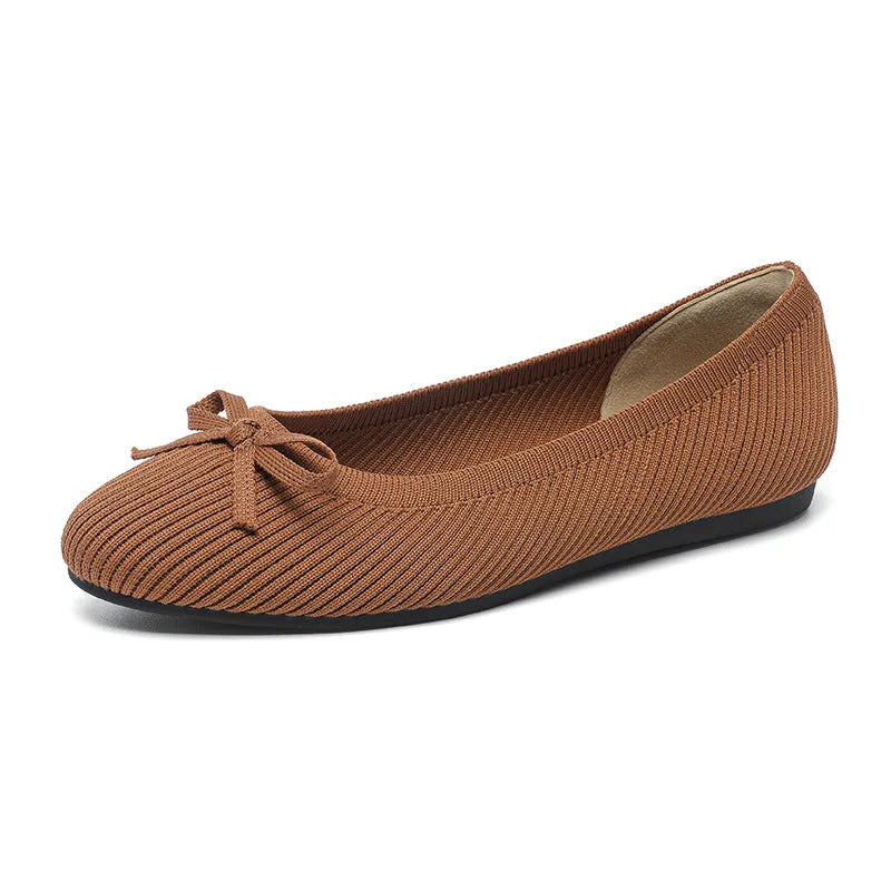 Women's round toe shallow mouth flat pumps with butterfly print, fabric upper, flat heel, casual slip-on shoes sizes 34-44
