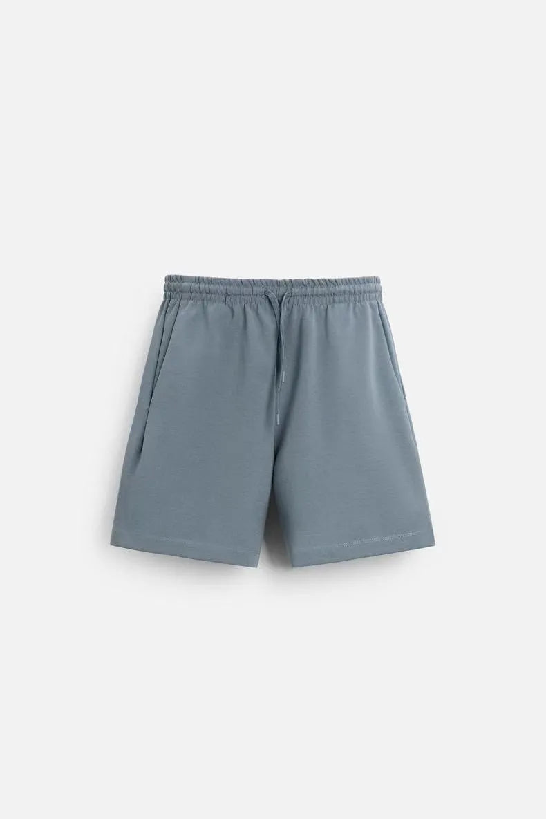 Double-sided cloth texture short sleeve top and matching shorts set in urban loose fit style