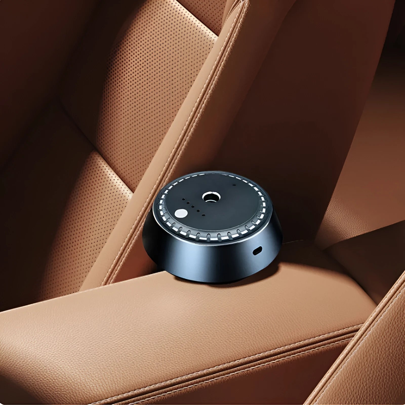 Smart car aroma diffuser metal black 30ml USB rechargeable front bumper grille style