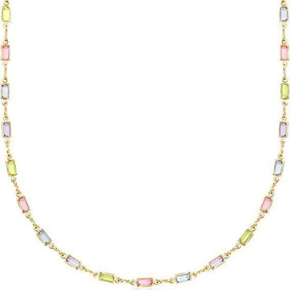 Ladies geometric crystal necklace with adjustable alloy chain and glass coloured glaze pendant