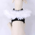 Halloween angel wings dog costume in felt cloth with chest-back harness, black colour, side view