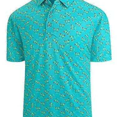 Men's retro-style short sleeve top with 3D print pattern and zipper decorations on mesh fabric