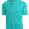 Men's retro-style short sleeve top with 3D print pattern and zipper decorations on mesh fabric