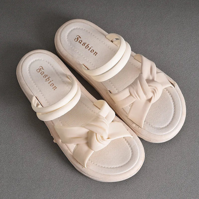 Women's two-way wear sandals soft back thick sole non-slip outdoor slides PVC