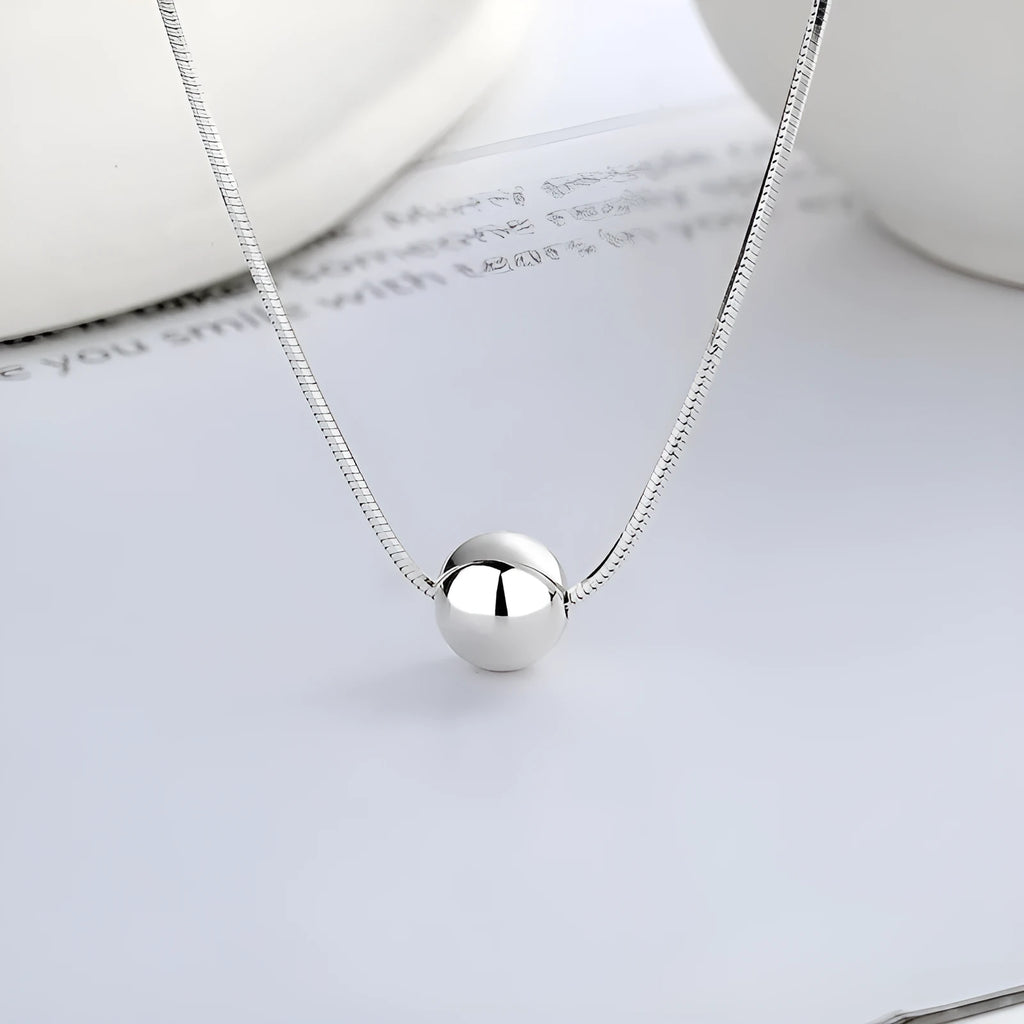 925 silver clavicle chain necklace with round pendant and small balls, ins style, YFL376 specification