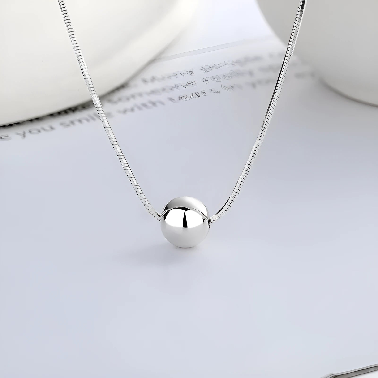 925 silver clavicle chain necklace with round pendant and small balls, ins style, YFL376 specification