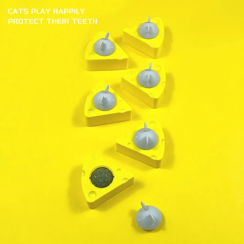 Yellow catnip chew balls for feline teeth cleaning and play