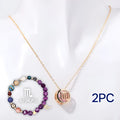 Natural stone beaded necklace set with matching bracelet on display showing bead texture