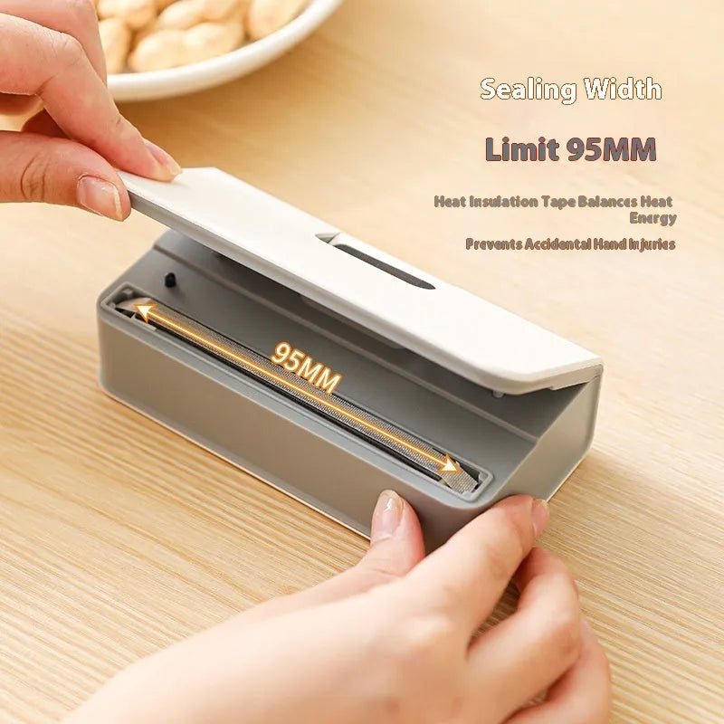 Small portable mini sealing machine heat seal food hand press snack plastic bag white and blue