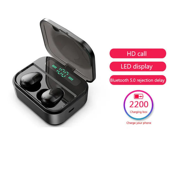 Wireless Bluetooth earphone earbuds with voice control in black and white colours