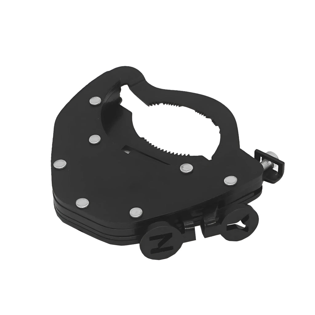 Universal motorcycle throttle lock assist in stainless steel for handlebar mount, top or bottom format