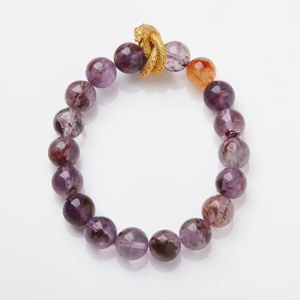 Purple ghost crystal bracelet 10mm beads Nine Purple good luck symbol retro zodiac style