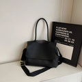 Horizontal square PU leather tote bag with double straps in vintage brown colour