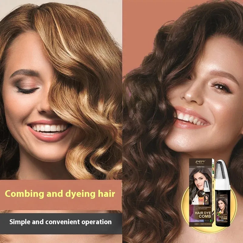 Brown, Dark Brown and Wine Red 200ml hair dye bottles with applicator comb.
