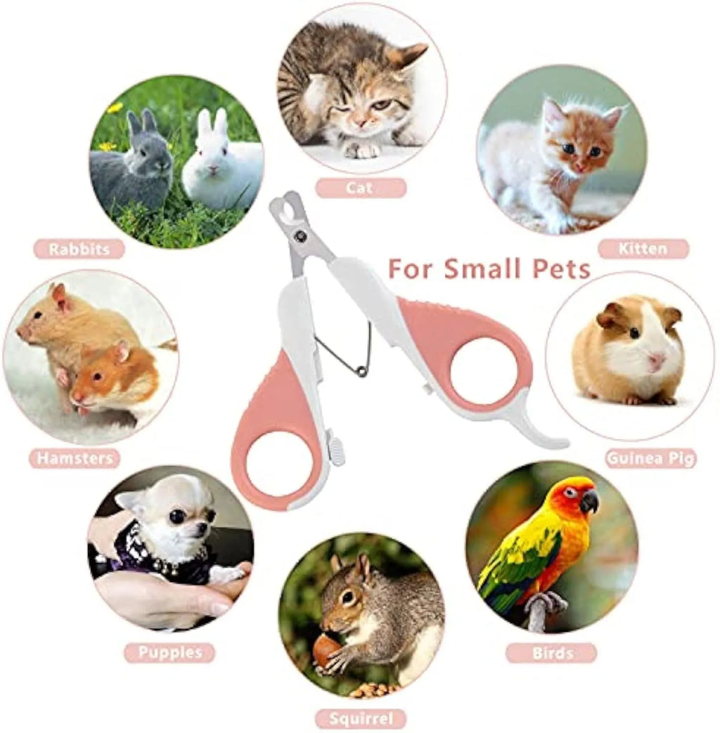 Grey cat nail clippers with safety guard and angled stainless steel blade