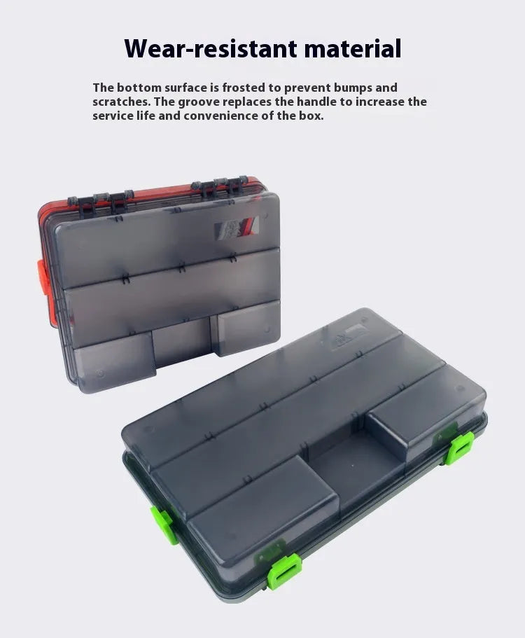 Multifunctional waterproof fishing lure box in blue, PP material, 225x180x50mm size