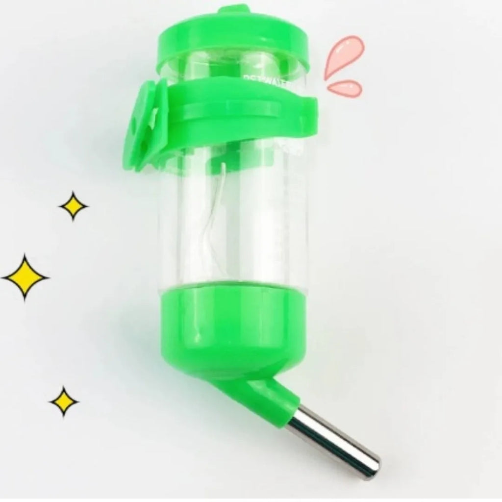 Plastic ball valve water feeder for small pets in various colours mounted to cage bars