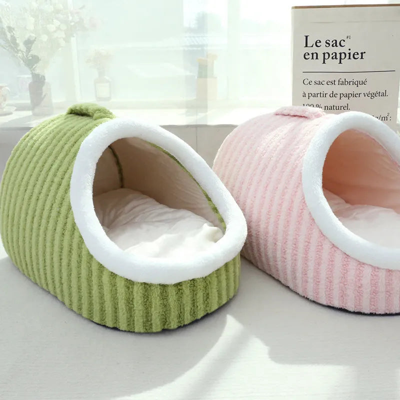 Thickened three-dimensional cat nest in blue, double-piece design, available in macaron colours