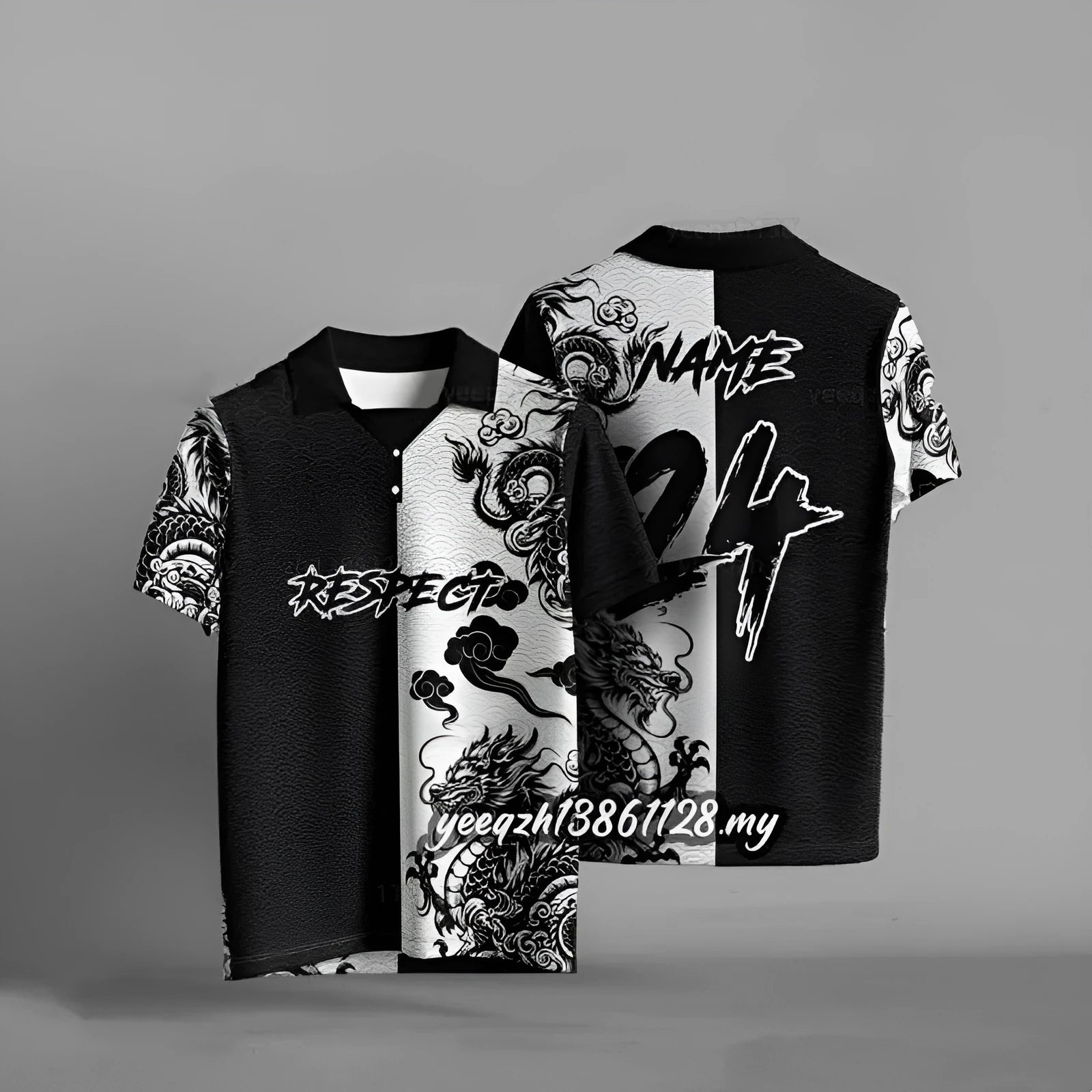 Black loose fit men's T-shirt with a 3D digital printed graphic design.