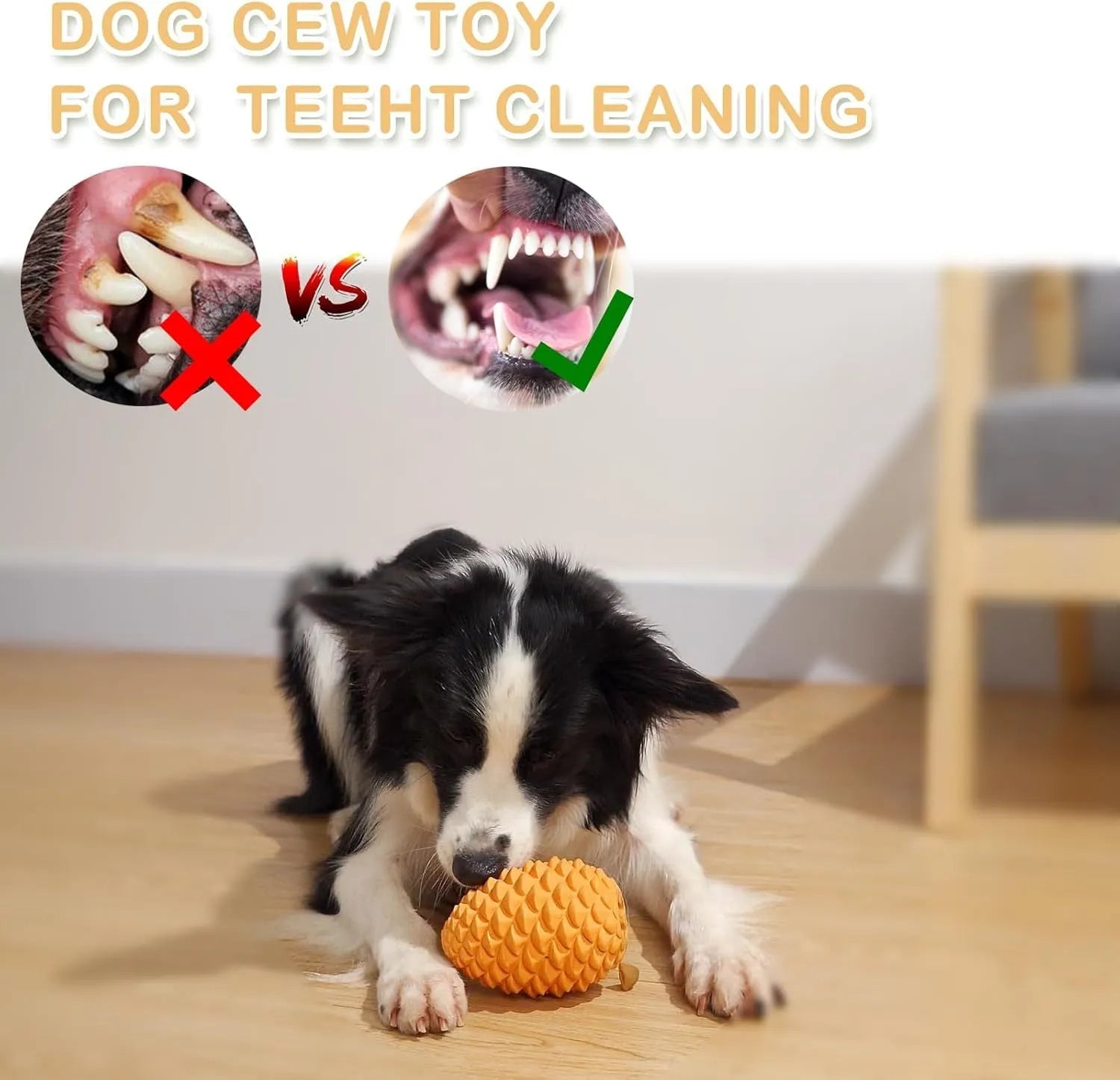 Pine cone shaped natural rubber dog chew toy with textured surface for dental care
