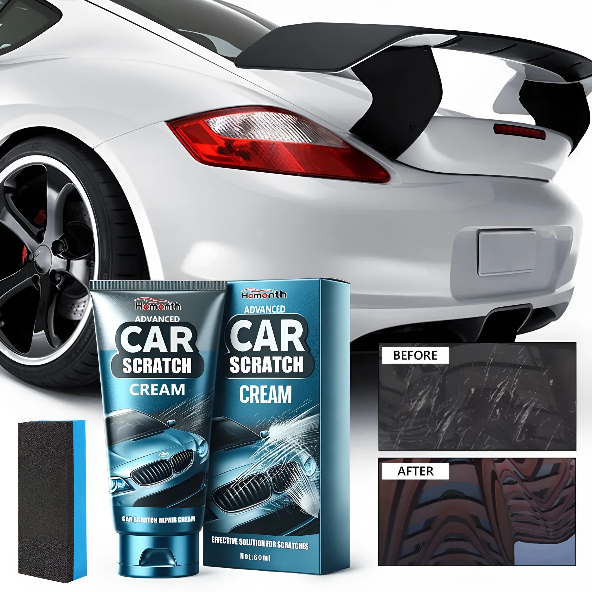 60ml car scratch repair cream tube with sponge for paint renovation